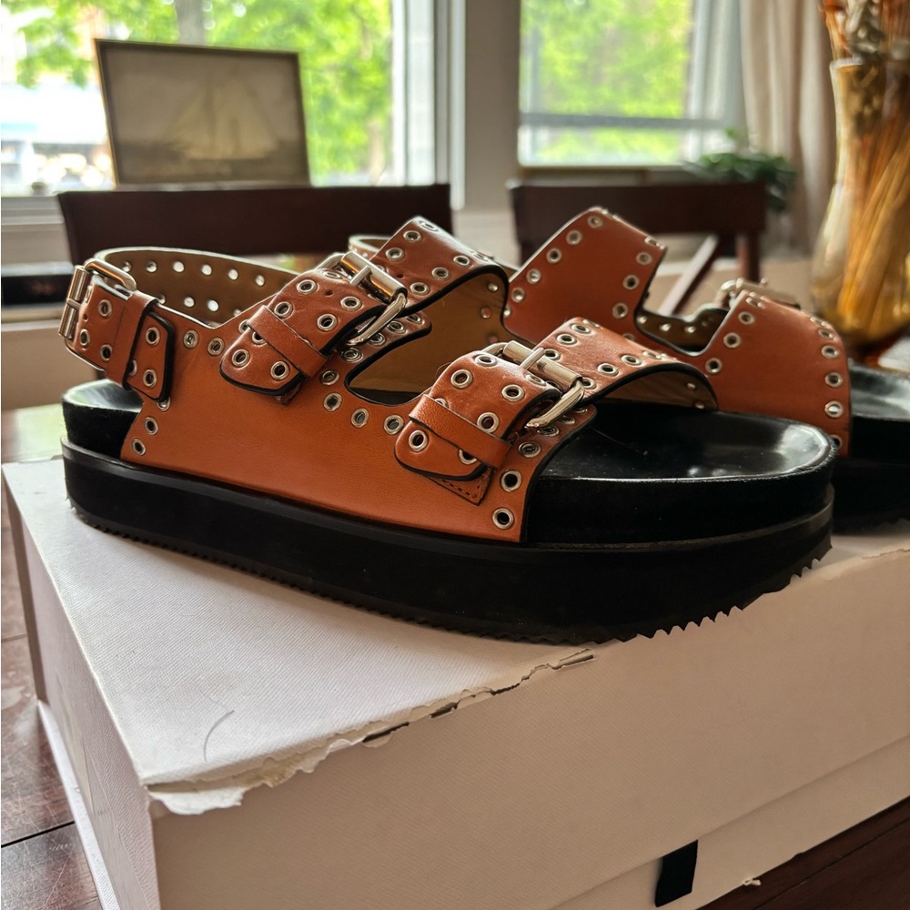 Isabel Marant Tan Leather Eyelet Shoes